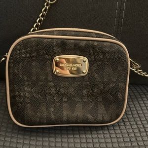 Michael Kors Brown Logo Crossbody Purse Wallet on Chain